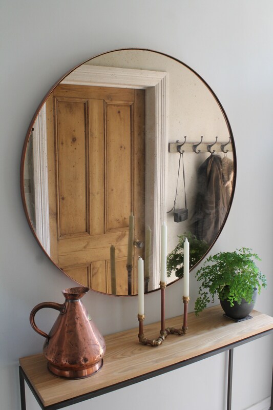 Extra large round mirror copper frame