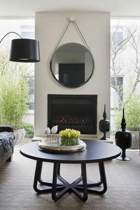 Round Mirror Over Fireplace Tradux, What Size Round Mirror Over Mantle Ideas