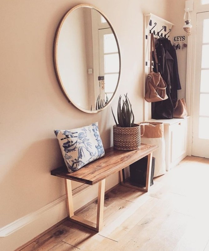 Extra large round mirror entryway