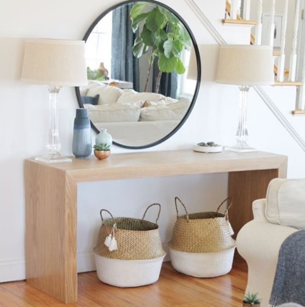Extra large round mirror over desk