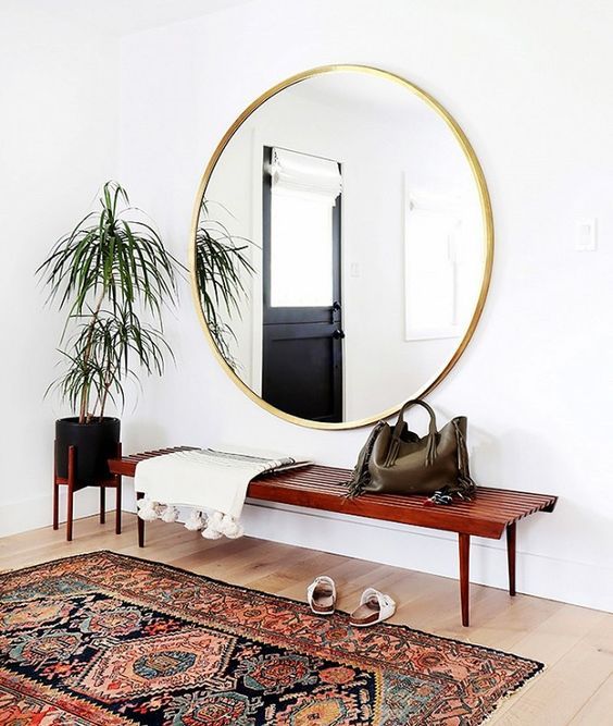 Extra large round mirror gold frame